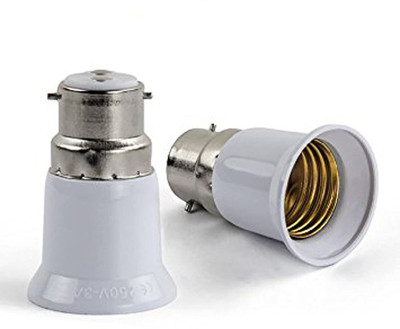 Ascension 2 B22 to E27 Screw Base Socket Lamp Holder Light Bulb Converter Adapter Plastic Light Socket(Pack of 2)