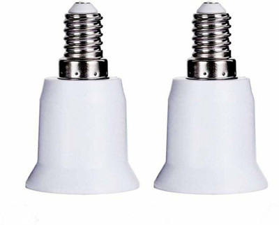 Ascension 2 E14 to E27 Screw Base Socket Lamp Holder Light Bulb Converter Adapter Plastic Light Socket(Pack of 2)