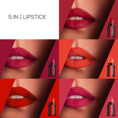 CHIWA Soft Matte Kiss Proof Vegan Made in India Liquid Lipstick Long Wearing Set of 5 Lip (RED, 5 g)(MULTI COLOR, 5 g)