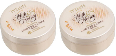 Oriflame SWEDEN MILK & HONEY GOLD NOURISHING HAND & BOADY CREAM PACK OF 2 PCS ORIGINAL BY SATNAM DISTRIBUTONS(75 ml)