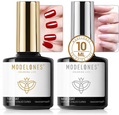 MODELONES Soak Off Uv Led Gel Nail Polish Fast Dry Base Clear(Pack of 2)