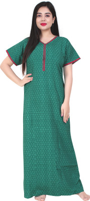 ZAIRRA Women Nighty(Green)
