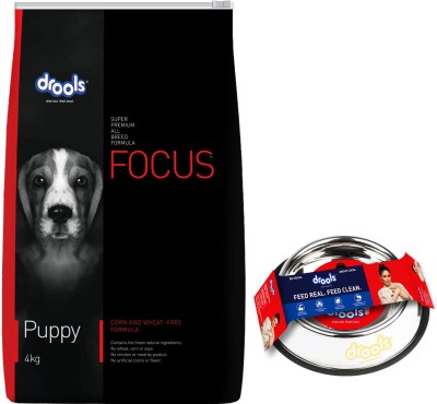 Drools Drools Focus Puppy Super Premium Dog Food, 4kg and Bowl Chicken 4 kg Dry Young Dog Food