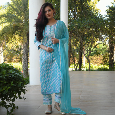 Arayna Printed Kurta, Trouser/Pant & Dupatta Set