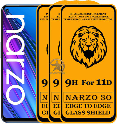 SEVEN7STAR Edge To Edge Tempered Glass for Realme Narzo 30(Pack of 3)