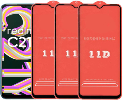 Vatsin Edge To Edge Tempered Glass for Realme C21Y(Pack of 3)