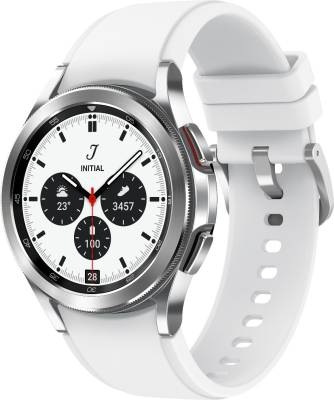 SAMSUNG Galaxy Watch4 Classic Bluetooth(4.2cm) Smartwatch  (Silver Strap, Free Size)