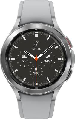 SAMSUNG Galaxy Watch4 Classic LTE (4.6cm) Smartwatch  (Silver Strap, Free Size)