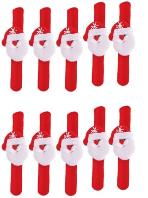 Tickles Christmas Santa Claus Hand Bracelet Band (Set Of 10)  - 21 cm(Red)