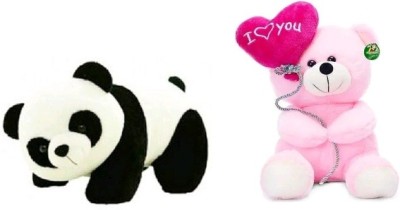 Champshade CUTE PANDA WITH PINK BALLOON TEDDY SOFT TOYS/PLUSH TOYS/STUFFED ANIMALS/VALENTINE DAY GIFT/ BIRTHDAY GIFT/ ANIVERSSARY GIFT/ FOR BOYS/GIRLS/KIDS/BOYFRIEND/GIRLFRIEND/COMBO TOYS  - 25 cm(Multicolor)