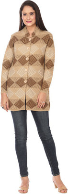 Manera Colorblock Mandarin Neck Casual Women Beige Sweater