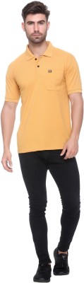 RYTONZ Solid Men Polo Neck Yellow T-Shirt