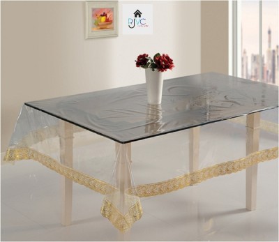 TULSI ENTERPRISES(RJVC) Self Design 4 Seater Table Cover(Gold, Transparent, PVC)