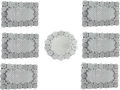 DELHI PVC CORP Rectangular Pack of 7 Table Placemat(Silver, Polypropylene)