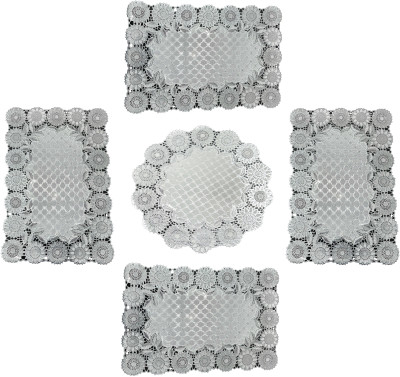 DELHI PVC CORP Rectangular Pack of 5 Table Placemat(Grey, Lace)