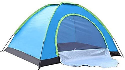 DEVICE Polyester Hiking Camping Portable 4 Persons Dome Tent with Bag Tent - For 4 person(Blue, Black)