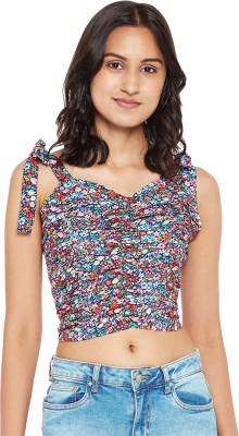 PEOPLE Casual Sleeveless Printed Women Dark Blue Top