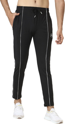 PORT LOTUS Solid Men Black Track Pants