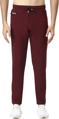 PORT LOTUS Solid Men Maroon Track Pants