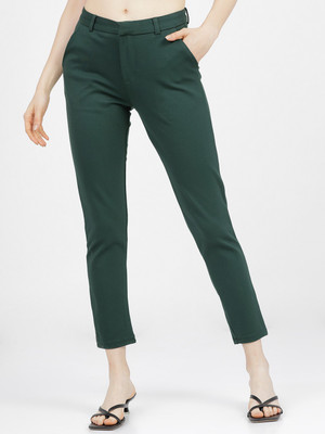 Tokyo Talkies Slim Fit Women Green Trousers