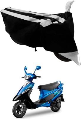 Genipap Two Wheeler Cover for TVS(Scooty Pep+, Silver, Black)