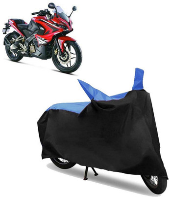 ROYAL AUTO MART Two Wheeler Cover for Bajaj(Pulsar RS 200, Black, Blue)