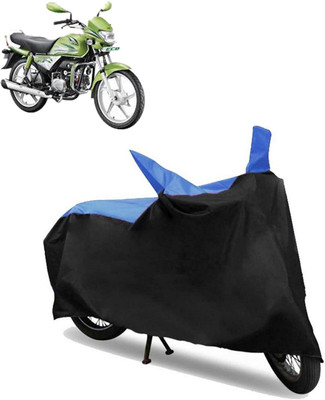 ROYAL AUTO MART Two Wheeler Cover for Hero(HF Deluxe Eco, Black, Blue)