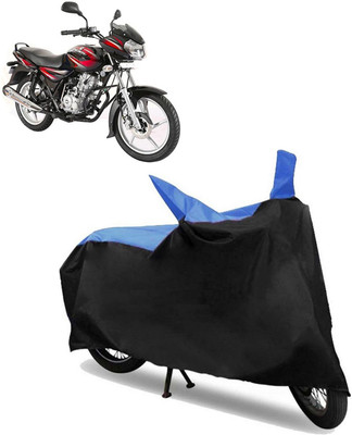 ROYAL AUTO MART Two Wheeler Cover for Bajaj(Discover 100 DTS-i, Black, Blue)