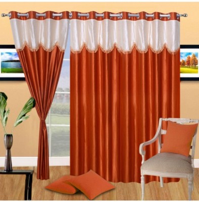 Panipat Textile Hub 152 cm (5 ft) Polyester Semi Transparent Window Curtain (Pack Of 3)(Abstract, Orange)