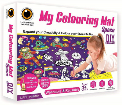 shopviashipping My Colouring Mat ( Space )- for Kids Reusable and Washable - Expand your creativity & colour your favourite mat