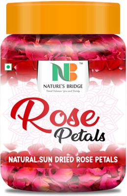Nature's Bridge Rose Petals/ PREMIUM Sun Dried Rose Petal (Gulab Patti Jar) Topping(100 g)
