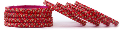Rijoli Glass Zircon Bangle Set(Pack of 8)