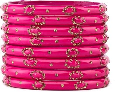 Rijoli Glass Zircon Bangle Set(Pack of 8)