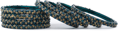 Rijoli Glass Zircon Bangle Set(Pack of 8)