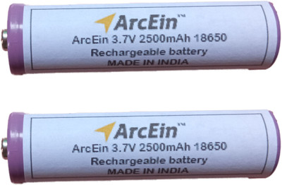 ArcEin 3.7V 2500mAh 18650 Rechargeable Lithium ion  with Button Top for DIY projects ,torches  Battery(Pack of 2)