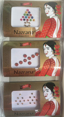 Nazrana ROUND BINDI FOREHEAD Multicolor Bindis(ROUND BINDI)