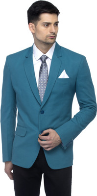 FAVOROSKI Solid Single Breasted Party Men Blazer(Green)