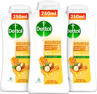 Dettol Nourish Body Wash, Honey & Shea Butter  (3 X 250 Ml) For Rs. 291 @ 52 %