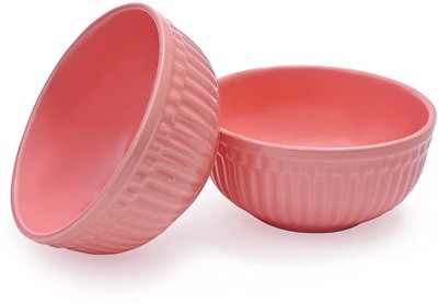 SEPARATE WAY Ceramic Cereal Bowl Ceramic Soup, Cereal, Pasta, Salad, Serving Bowl, 500 Ml (Set 2)(Pack of 2, Pink)