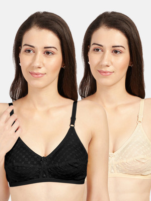 Sonari Women Full Coverage Non Padded Bra(Black, Beige)
