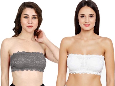 ComfyStyle Women Bandeau/Tube Heavily Padded Bra(Grey, White)