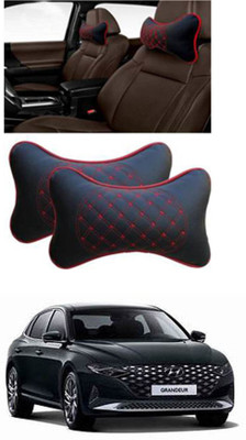 RONISH Blue Leatherite Car Pillow Cushion for Hyundai(Rectangular, Pack of 2)