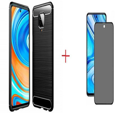 NIMMIKA ENTERPRISES Book Cover for mi note 9 pro/note 9 pro max/note 9s/poco m2 pro hybrid back cover & matte screen guard(Transparent, Black, Shock Proof, Pack of: 1)