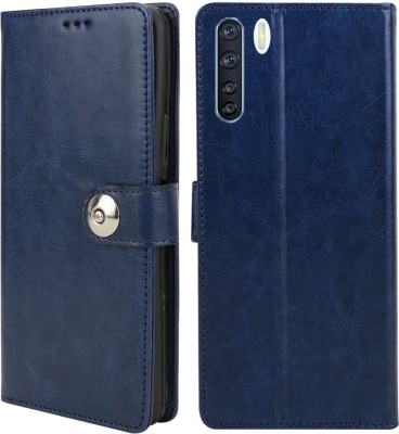 MG Star Flip Cover for Oppo F15 PU Leather Button Case Cover with Card Holder and Magnetic Stand(Blue, Shock Proof, Pack of: 1)
