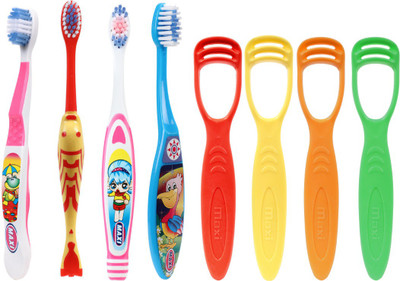 Maxi Oral Care Junior Hygiene Combo Pack of 8-1 Toffee Junior Toothbrush & 1 Goldie Junior Toothbrush & 1 Dolls Junior Toothbrush & 1 Bunty Bubli Junior Toothbrush & (4 TC) 1 Number Tongue Cleaner(8 Items in the set) Maxi Oral Care Junior Hygiene Combo Pack of 8-1 Toffee Junior Toothbrush & 1 Goldie Junior Toothbrush & 1 Dolls Junior Toothbrush & 1 Bunty Bubli Junior Toothbrush & (4 TC) 1 Number Tongue Cleaner(8 Items in the set)