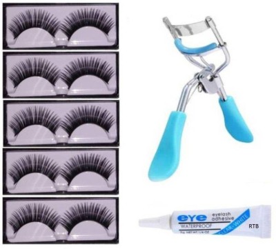 Prefetto COSMO Eyelashes-Set of 5, Eyelashes Glue & Eyelash Curler (Pack of 7) (7 Items in the set)(4 Items in the set)