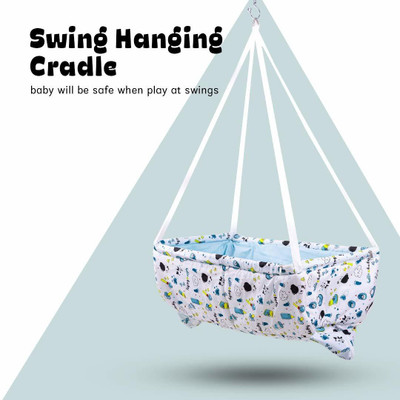 baybee Hanging Cradle for Baby/Newborn Baby Cotton Baby Cradle/Baby Sleep Swing Cradle/ Hanging Cradle for Baby with Net and Spring Set(Blue)