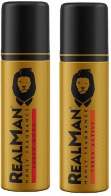 Real Man Mood + Active Combo Body Spray  -  For Men(300 ml, Pack of 2)