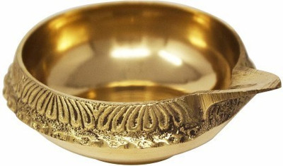 NAVYAKSH Decorative Leaf Ganesh with Diya Brass (Pack of 2) Table Diya(Height: 1 inch)