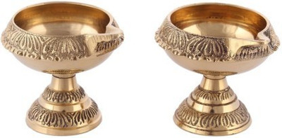 NAVYAKSH 1 Crystal Akhand Diya Brass (Pack of 2) Table Diya Set(Height: 2.3 inch)
